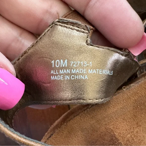 Aerosols Women’s Faux Leather Zip Front Wedge Sandle Brown Size 10M - Picture 7 of 11